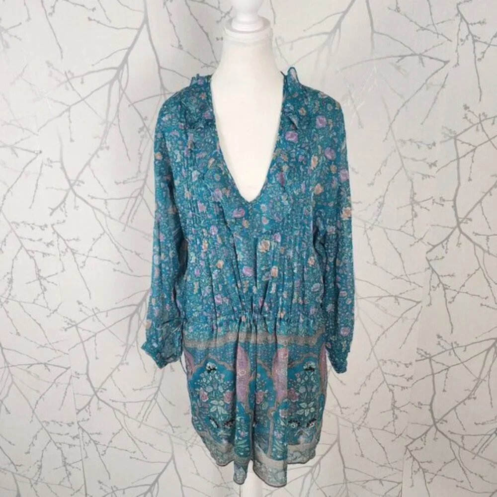 Zadig & Voltaire Floral Print Chiffon Beaded Dropwaist Rima Dress - Picture 2 of 12